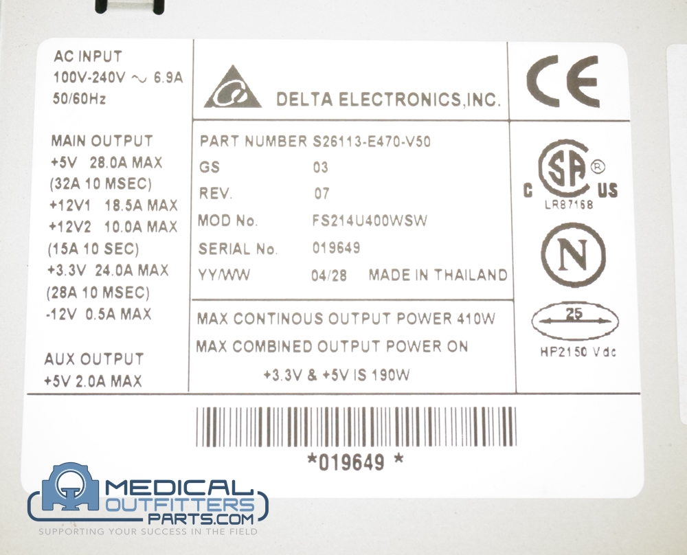 Delta Electronics Inc Power Supply, PN S26113-E470-V50