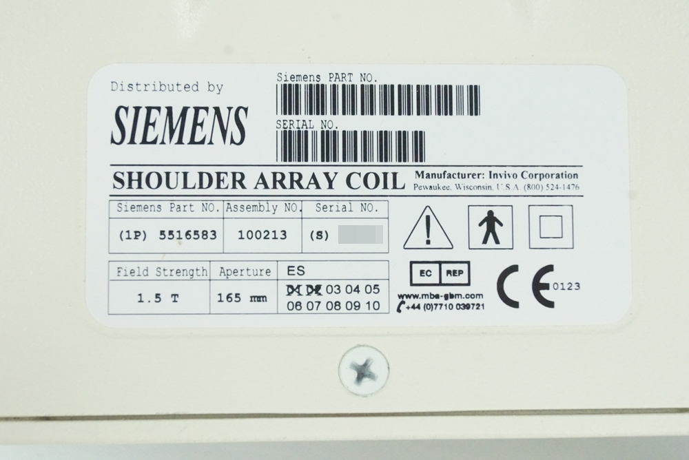 Siemens MRI Espree Shoulder Array Coil Small, 165mm, PN 5516583