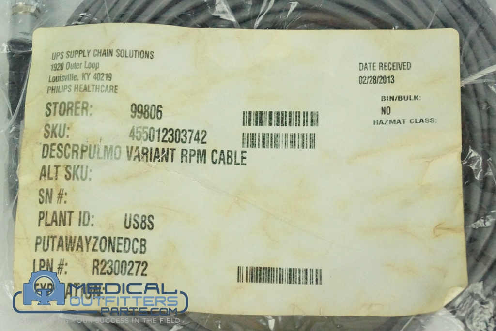 Philips PET/CT Varian RPM Cable, PN 455012303742