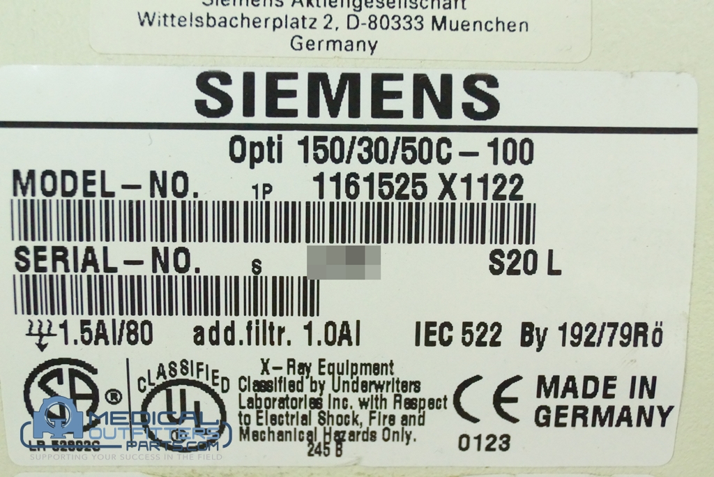 Siemens X-Ray THA Optilix 150/30/50C-100, PN 1161525