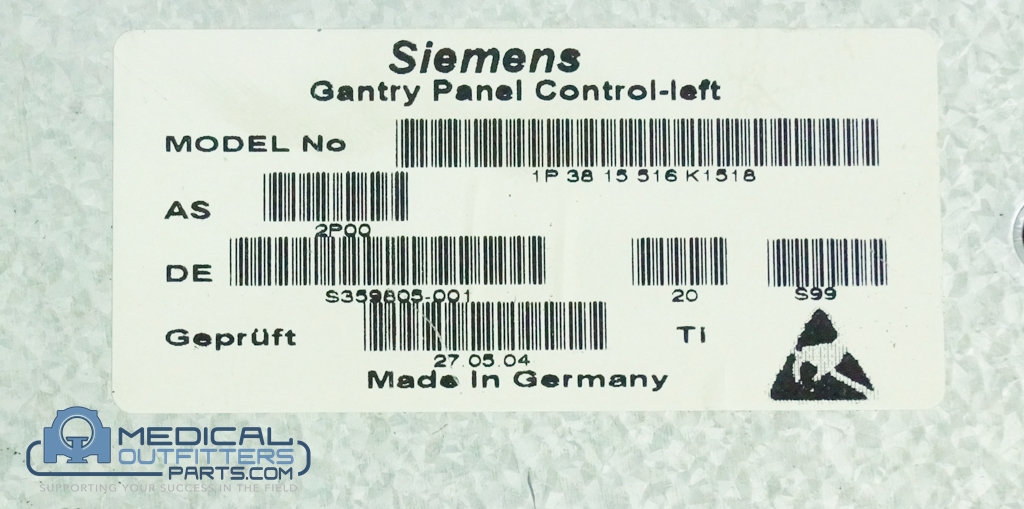 Siemens PET/CT Biograhp/Emotion Gantry Panel Control LT, PN 3815516