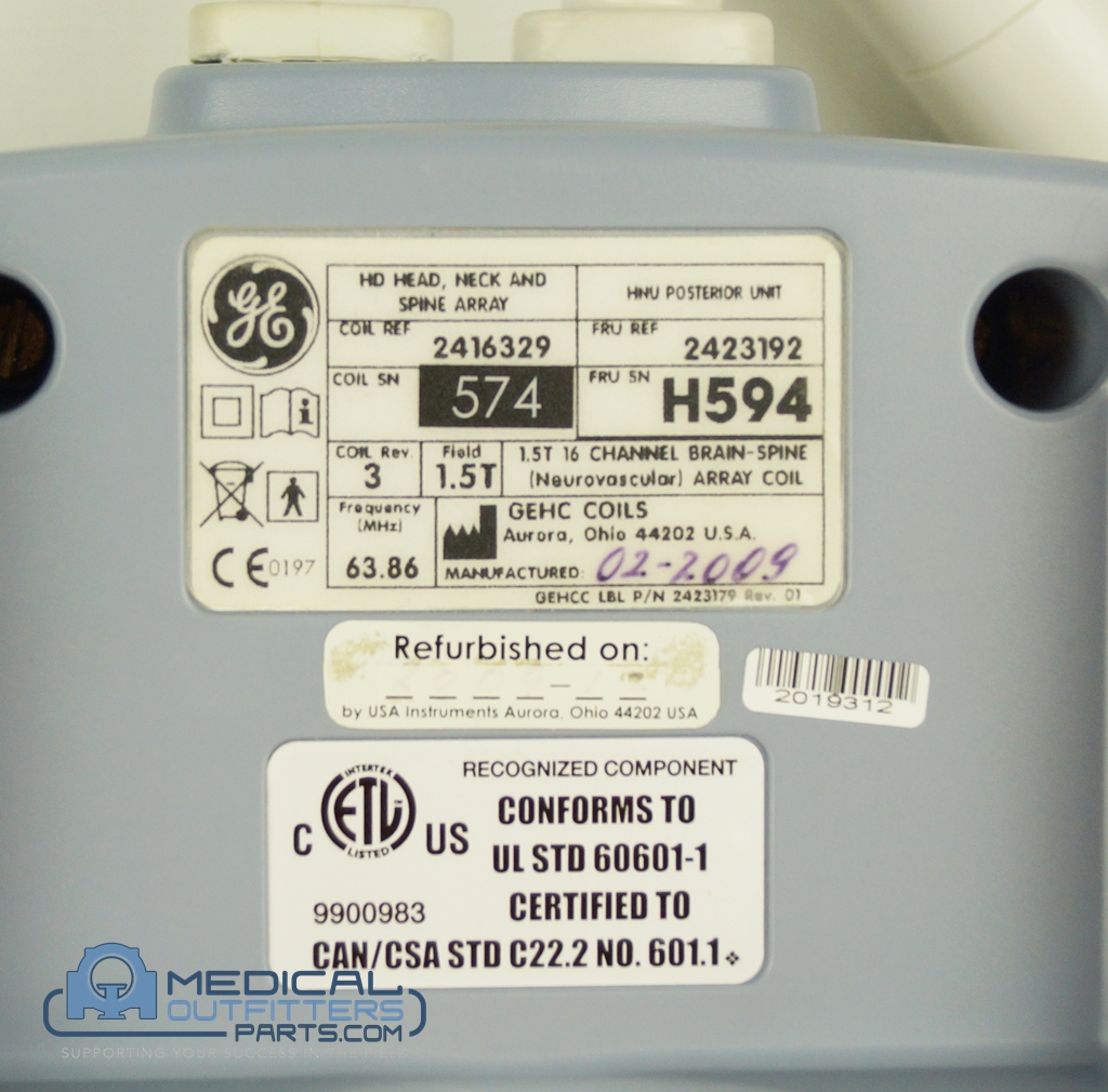 GE MRI 1.5T Head Neck Unit (HNU) Brain Spine Coil, PN 2423192