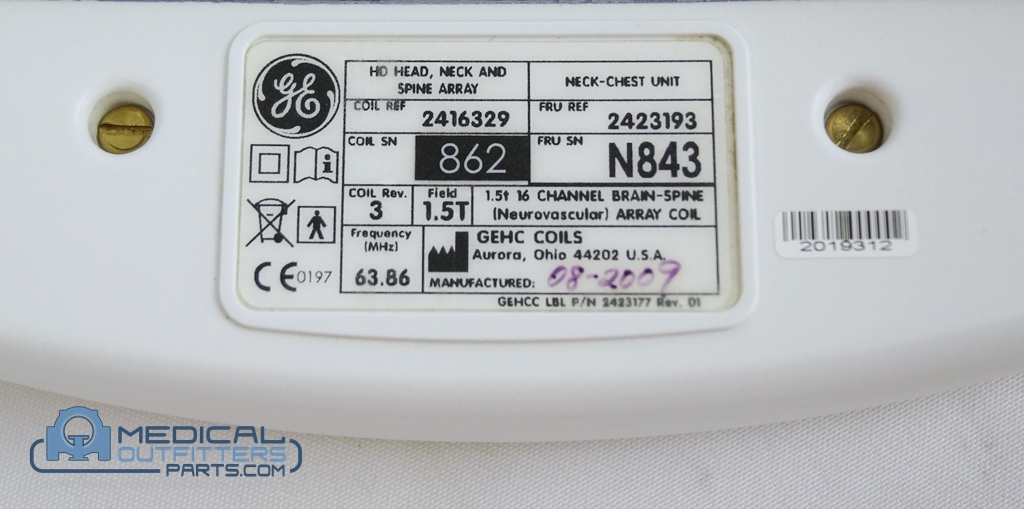 GE MRI 1.5T Head Neck Unit (HNU) Brain Spine Coil, PN 2423192