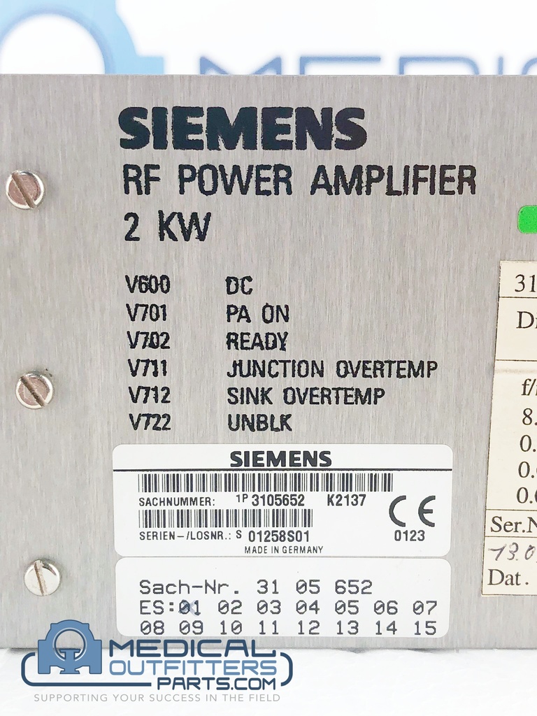 Siemens MRI Open Viva RF Power Amplifier E6-2, PN 3105652