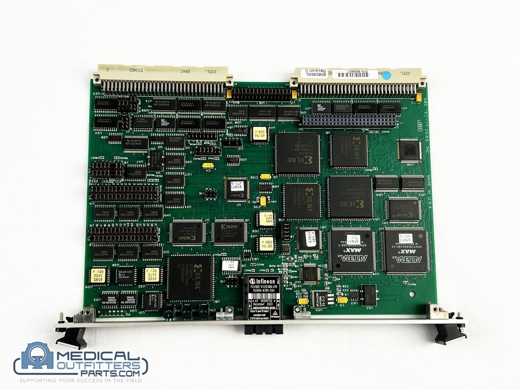 Philips PET/CT Gemini SBS Technologies Rev.C PCB F/O A32/D32 VME Board, PN 85853635