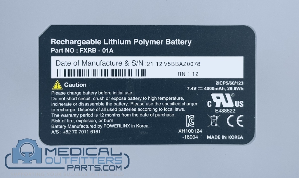 Carestream Battery, PN SPAC8811, FXRB-01A