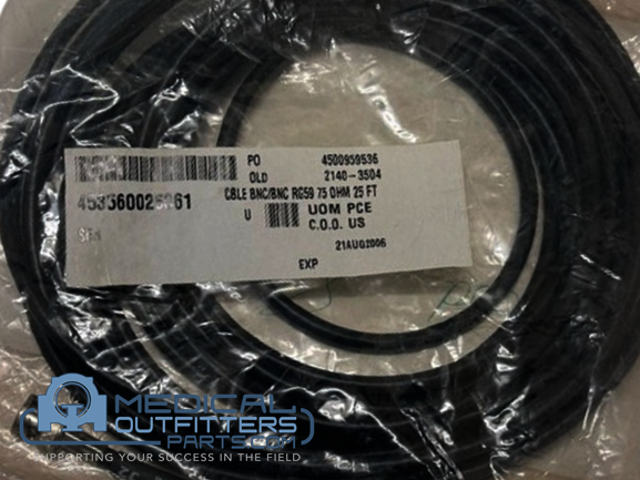 Philips SPECT Brightview Cable BNC/BNC RG59 75 Ohm, 25ft, PN 453560025361, 2140-3504