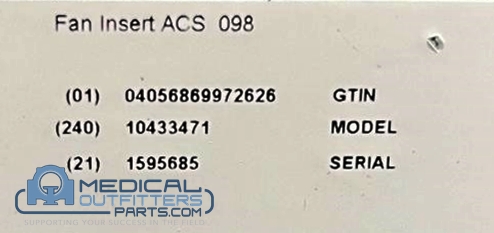 Siemens MRI Sola Fan Insert Acs 098, PN 10433471