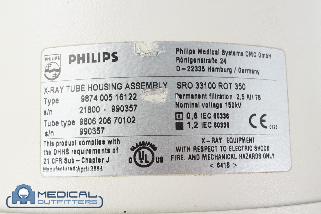 Philips Bucky Diagnost Tube Housing Assembly , PN 987400516122
