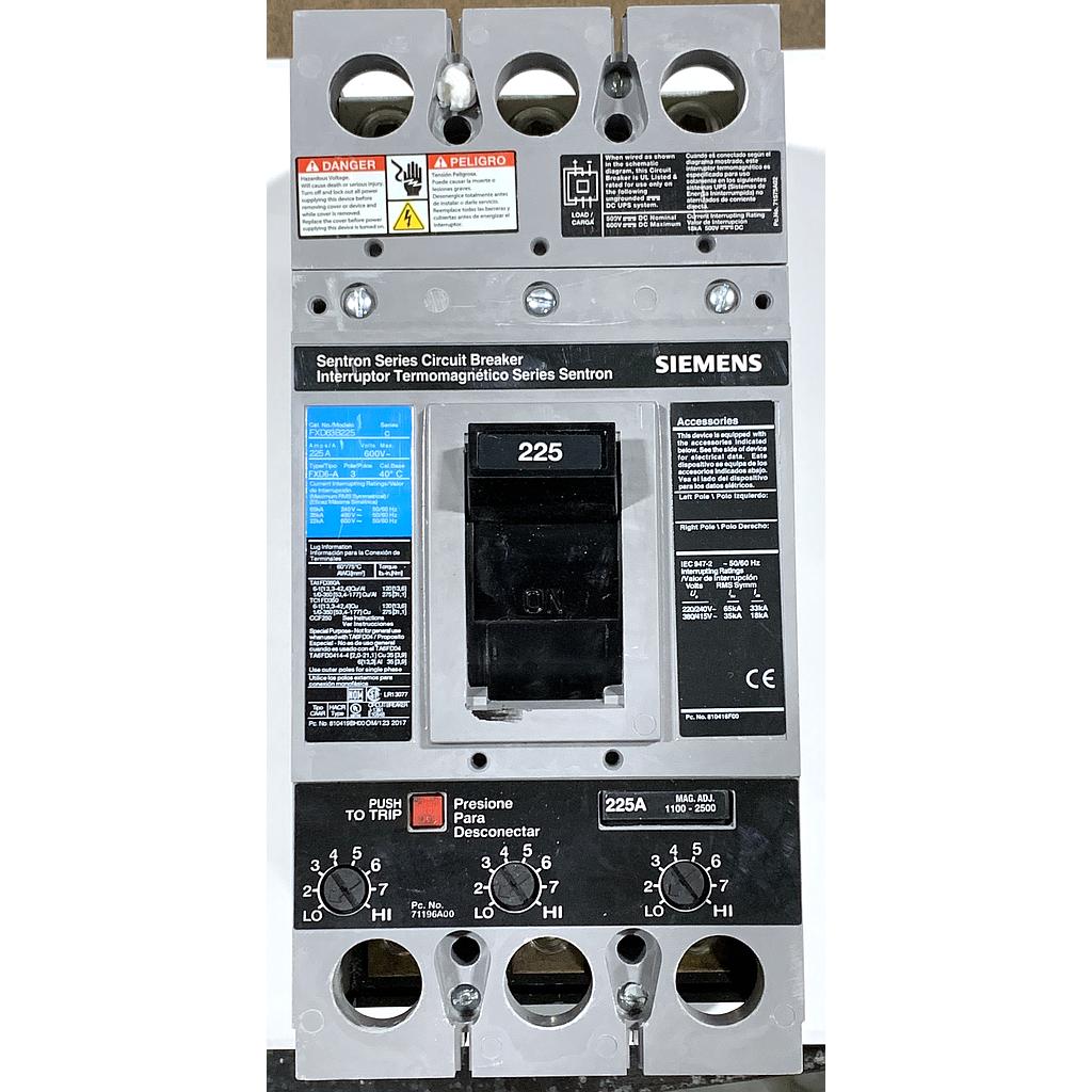 Siemens 225A Breaker, PN FXD63B225