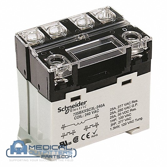 Schneider Electric Enclosed Power Relay, 6 Pin, 240VAC, DPST, PN 725BXXSC3ML-240A