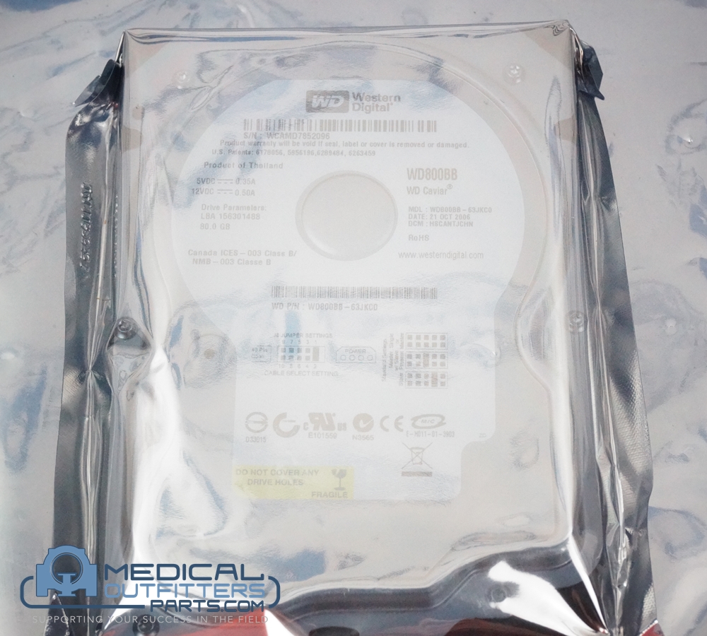 Wester Digital Caviar, 80GB, 7200 RPM, 2MB Cache, IDE Ultra ATA100 / ATA-6 3.5" Internal Hard Drive Bare Drive (Include Gemini Argos Software), PN WD800BB
