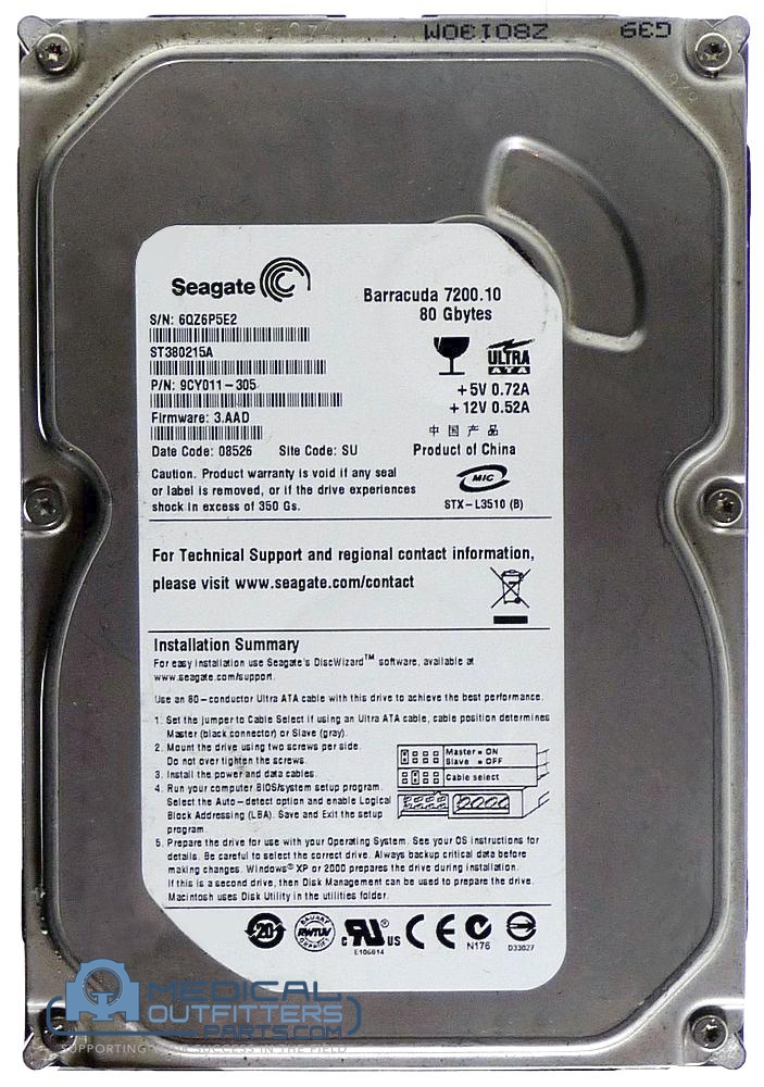 Seagate HDD INternal, 80GB, 7200RPM, 3.5", PN 9CY011-305, ST380215A