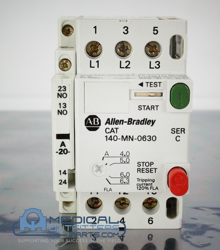 [140-MN-0630] Allen Bradley Starter Motor Protector, 3 Pole, 4-6.3A, PN 140-MN-0630