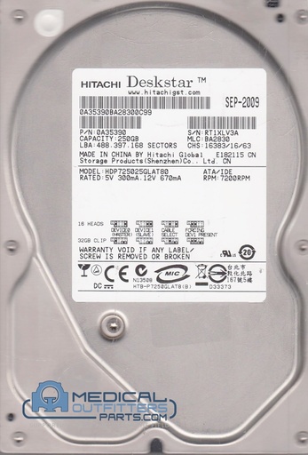 [0A35390] Hitachi HDD 250GB, 7.2K, PATA, 3.5 Inch, 8MB Cache, PN 0A35390