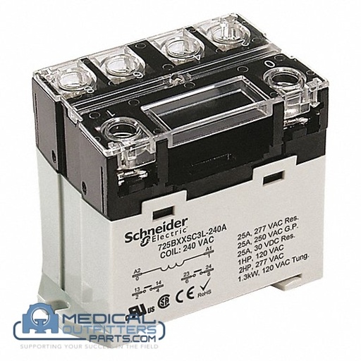 [725BXXSC3ML-240A, 6CVJ1, PIN, 6 PIN CONNECTOR, PHILIPS, TF] Schneider Electric Enclosed Power Relay, 6 Pin, 240VAC, DPST, PN 725BXXSC3ML-240A