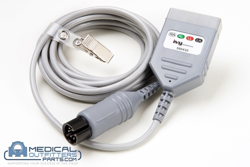 [590478] Ivy Biomedical 7000 Series ECG Patient Cable, LN, 4 LEAD, AHA, 10', PN 590478