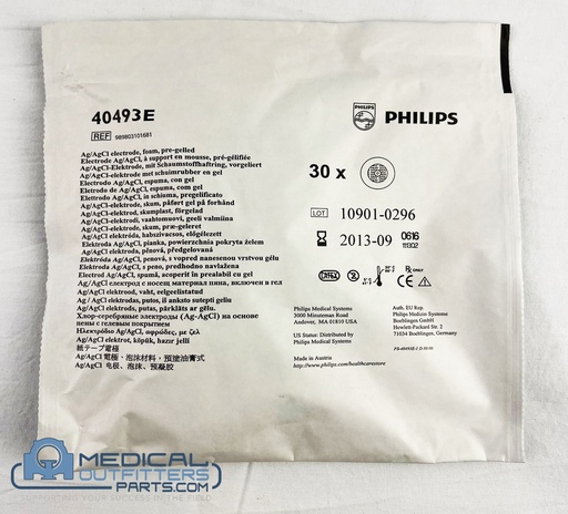 [989803101681, 40493E] Philips Adult foam ECG electrode disposable monitoring and stress testing, wet gel, non-invasive patient, PN 989803101681, 40493E